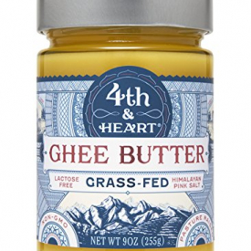 Himalayan Pink Salt Grass-Fed Ghee Butter by 4th & Heart, 9 Ounce, Pasture Raised, Non-GMO, Lactose Free, Certified Paleo