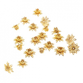 Jili Online 20 pcs Beautiful Bead 16mm Flower Bead Caps for Jewelry Making – Gold, 16mm