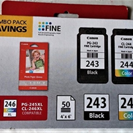 Canon Ink Pack with PG-243 Black Ink, CL-244 Color Ink and 4x6in Photo Paper