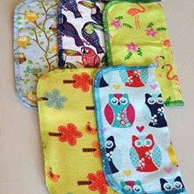 1 Ply Owls & Birds Fun Flannel Washable Kids Lunchbox Napkins 8×8 inches 5 Pack – Little Wipes (R) Flannel