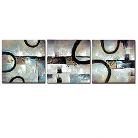 3Hdeko-Abstract Oil Painting Wall Art -cubism 100% Hand Painted Art Large Modern Art 3 Piece Canvas Art for Home Decoration,Ready to hang(20×20 Inch x3pcs)