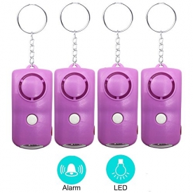 130dB Personal Alarm Keychain-LED Flashlight Gift for Women Teen Girls Kids Student Explorer Night Workers Emergency Human Voice Security Sirens SOS Safety Self Defense Electronic Device (4pcs-Pink)