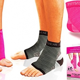 Physix Gear Plantar Fasciitis Socks with Arch Support for Men & Women – Best 24/7 Compression Foot Sleeve for Heel Spurs, Ankle, PF & Swelling – Holds Shape & Better than a Night Splint – PINK LXL