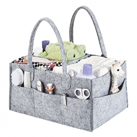 Baby Diaper Caddy, FLYMEI Portable Lightweight Diaper Storage Caddy and Car Organizer, Large Capacity Boys Girls Nursery Storage Bin for Diapers and Baby Wipes, Baby Bottles, Toys and more (Grey)