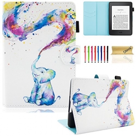 Kindle Paperwhite Case, Dteck Flip Folio Cute Cartoon Smart Stand Case with [Auto Sleep/Wake] Synthetic Leather Magentic Wallet Cover for Amazon Kindle Paperwhite-Cute Elephant