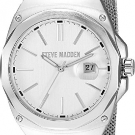 Steve Madden  Men’s Steel Mesh Band Watch Silver Watch
