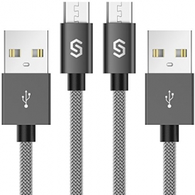 Micro USB Cable Android Charger – Syncwire [2-Pack 3.3 ft] Super-Durable Nylon-Braided Fast Sync&Charging Cord for Samsung, Kindle, HTC, Nexus, LG, Xbox, PS4, Smartphones & More – Space Gray