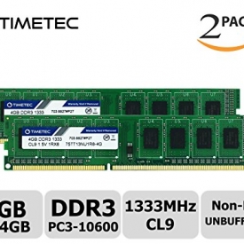 Timetec Hynix IC 8GB Kit (2x4GB) DDR3 1333MHz PC3-10600 Unbuffered Non-ECC 1.5V CL9 1Rx8 Single Rank 240 Pin UDIMM Desktop Memory Ram Module Upgrade (High Density 8GB Kit (2x4GB))