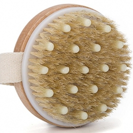 Dry / Wet Bath Body Brush by Yolika- Natural Boar’s Bristle Massage for Better Exfoliation – Remove Dead Skin Cells While Reducing Cellulite & Toxins