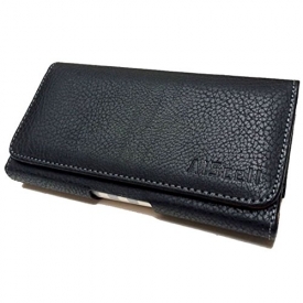 Samsung Galaxy S8 / S7 / S6 / S5 / J3 / Iphone X ~Large Size Black/Brown Soft Faux Leather Case Holster Pouch Belt Loop/Belt Clip (Fits Phone+Otterbox Commuter/Symmetry/Hybrid/Spigen Armor Slim Cover)