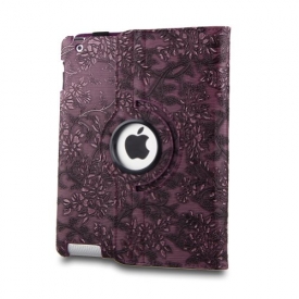 Generic New Modern Flower Design Patterns Slim-fit Lightweight PU Leather Case Skin Cover for iPad & Amazon Kindle Fire HDX Series Products (Embossed Flower Style) (iPad 2 3 4, Purple)