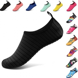 VIFUUR Water Sports Shoes Barefoot Quick-dry Aqua Yoga Socks Slip-on for Men Women Kids Black-40/41