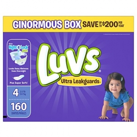 Luvs Ultra Leakguards Disposable Diapers Size 4, 160 Count, ONE MONTH SUPPLY