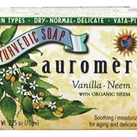Vanilla with Organic Neem – Handmade Herbal Soap (Aromatherapy) with 100% Pure Essential Oils – ALL Natural – Each 2.75 Ounces – Pack of 6 (16 Ounces)- Auromere
