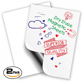 Magnetic Dry Erase Sheets | White Blank 13.75” x 17.75” Magnet for Refrigerator and More| Strong Flexible Wipe Off Fridge White Board | Schedule, Grocery List, Notepad, Checklist, Memo | 2 Pack