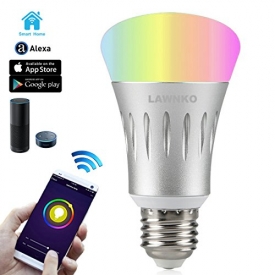 Wi-Fi Smart LED Light Bulb, Dimmable 60W Equivalent(7W), Smartphone Controlled Multicolored Color Changing Lights, No Hub Required, Work with Amazon Alexa
