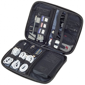 Smart Electronics Organizer Travel Case for Cable, Cord, Adapter, External Battery, Car Charger, Laptop Computer Accessories – Best Portable Gadget and Padded Tech Kit Bag with Zippered Pouch