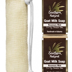Rosemary Mint – All Natural Handmade Goat Milk Soap – For Psoriasis, Eczema & Dry Sensitive Skin. Gentle Face Soap, Hand Soap or Body Soap. For Men, Women and Kids. 2 Bar Pack/Bonus Soap Sock.