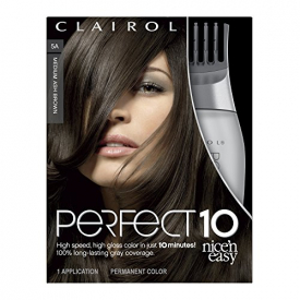 Clairol Perfect 10 By Nice ‘N Easy Hair Color Kit, 005A Medium Ash Brown, Includes Comb Applicator, Lasts Up To 60 Days