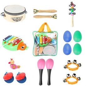 Toddler Toys Musical Instruments – Ehome 9 types 16pcs Percussion Toy Set for Kids Preschool Educational Early Learning Toys Musical Toys for Boys and Girls with Carrying Bag