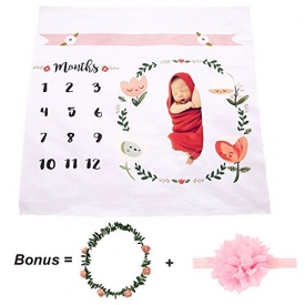 CAVN Monthly Baby Milestone Blanket Photo Props Shoots Backdrop, Reusable Infant Baby Swaddling Blanket for Photography