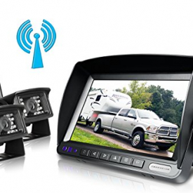 Digital Wireless Backup Camera System Kit,No Interference,IP69 Waterproof Wireless Rear View Camera + 7’’ LCD Wireless Reversing Monitor For Truck/Semi-Trailer/Box Truck/RV (W02 – 7 inch)