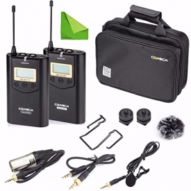 Wireless Camere Lavalier Microphone Filmmaker Kit, EACHSHOT COMICA CVM-WM100 Professional UHF 48 Channels 100m Distance Omni-directional Mic for Canon Nikon Panasonic Sony, Camcorder ,Smartphone
