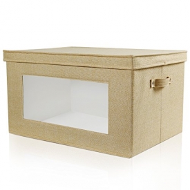 Lifewit Toy Storage Bins with Large Vision Window, Large Storage Box Organizer Basket with Lids and Handles for Kid’s Toys, Clothes, Nursery, Beige