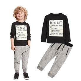 Jobakids Boys 2 Pieces Set Boys Cotton Clothing Set(Black,2T)