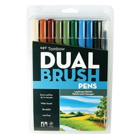 Tombow Dual Brush Markers, Landscape, 10-Pack