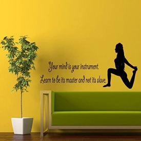 Wall Decor Vinyl Decal Sticker Quote Sport Girl Yoga Your Mind Is Your Instrument Leart to Be Its Master Not Its Slave Gym Bedroom Living Room Home Interior Design Kg822