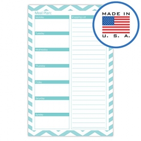 321Done Meal Planning Pad, Made in the USA,50 Sheets (5.5 x 8.5 Inches), Weekly Meals Planner Shopping List Menu Groceries Grocery List, Tear Off Notepad, Chevron Teal