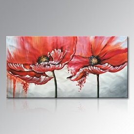 Seekland Art Hand Painted Large Red Flower Oil Painting on Canvas Abstract Wall Art Modern Floral Decor Hanging Contemporary Artwork For Living Room Unframed (60″W x 30″H, Red)