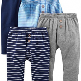 Simple Joys by Carter’s Boys’ 4-Pack Pant, Navy/Stripes/Gray, 6-9 Months