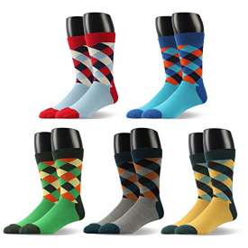 Mens Dress Shoe Socks Striped Pattern Formal Business Mid Calf- Toe Heel REINFORCED Gift Boxed