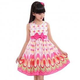 Kids Toddler Girls Summer Cute Sleeveless Dress Peacock Dress Party Clothes (3-Years, Hot Pink)