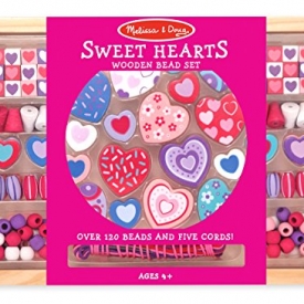 Melissa & Doug Sweet Hearts Wooden Bead Set With 120+ Beads and 5 Cords for Jewelry-Making