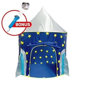 Rocket Ship Play Tent – Spaceship Playhouse for Kids with Bonus Space Torch Projector Toy – Space Playhouse for Boys & Girls