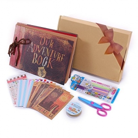 Our Adventure Book Pixar Up Handmade DIY Family Scrapbook , Wedding Photo Album, Retro Album, Anniversary Scrapbook , Wonderful Gift for Thanks Giving Gift , Christmas Gift ，with Bonus Gift Box