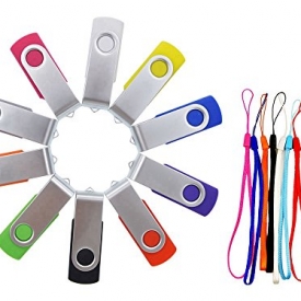 Thumb Drive 4GB – FEBNISCTE 10 Pack USB Flash Drives Swivel Multi-Coloured 4GB USB Memory Stick – 10 Color Assorted