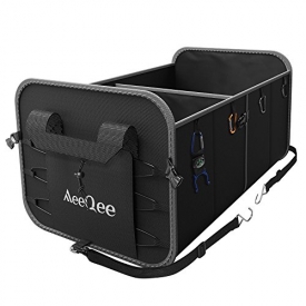 Premium Car Trunk Organizer by MeeQee, Collapsible Cargo Container-Non Slip Bottom Strip Heavy Duty Auto Storage for Car, SUV, Truck, Minivan,Groceries and Home, Updated Version