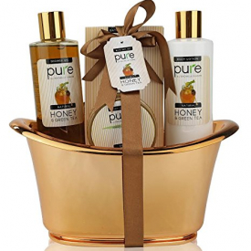 Honey & Green Tea Exclusive Spa Gift Basket for Natural Skin- Body Hydration & Rejuvenation! Ideal Birthday Gift & Thank You Gift