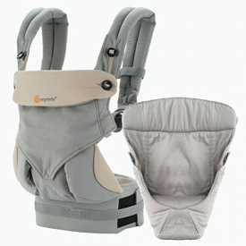 Ergobaby Bundle – 2 Items: Grey All Carry Position Award Winning 360 Baby Carrier and Easy Snug Infant Insert, Grey