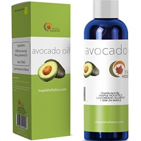 100% Pure Avocado Oil – Deep Tissue Moisturizer for Hair, Face & Skin – Rich in Retinol & Vitamin E to Reduce Wrinkles – Supports Skin Rejuvenation & Hair Growth – 4 Oz – USA Made By Maple Holistics