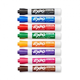 EXPO 80078 Low-Odor Dry Erase Set, Chisel Tip, Assorted Colors, 8-Piece