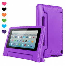 Amazon Kids Kindle Fire 7 Case 2015 Release for Boys&Girls,CAM-ULATA Tablet 7 inch Cover Shock Proof Protective with Handle Stand Holder Light Weight (Previous Generation – 5th) Purple