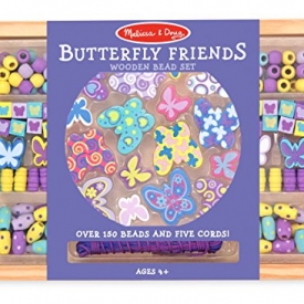 Melissa & Doug Butterfly Friends Wooden Bead Set With 120+ Beads for Jewelry-Making