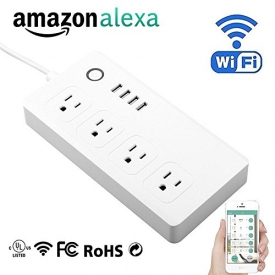 WEILIANTE WiFi Smart Power Strip Socket Plug, 4 AC Outlets 4 USB Ports, Compatible with Alexa, Timer Remote Control Anytime by Smart Phone, Surge Protector