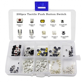 WINGONEER 250PCS 10Value Tactile Push Button Switch Micro Momentary Tact Assortment Kit + Plastic Box