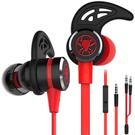 Wired E-Sport Earphone Noise Cancelling Stereo Bass Gaming Headphone With Mic , KEKU 3.5mm Hifi Earbuds with Extension Cable and PC Adapter for PC, Laptop and Cellphones (red)